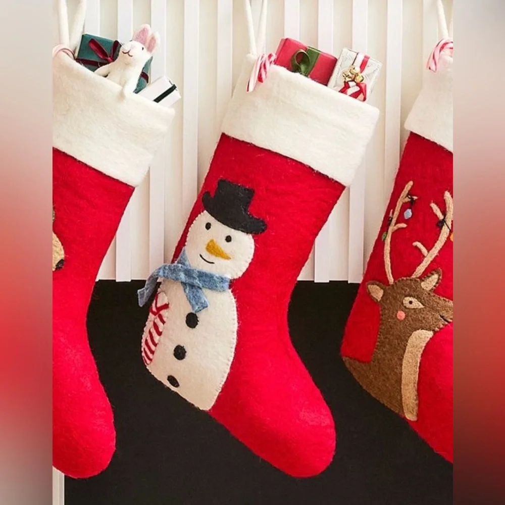 West Elm Stocking with Snowman